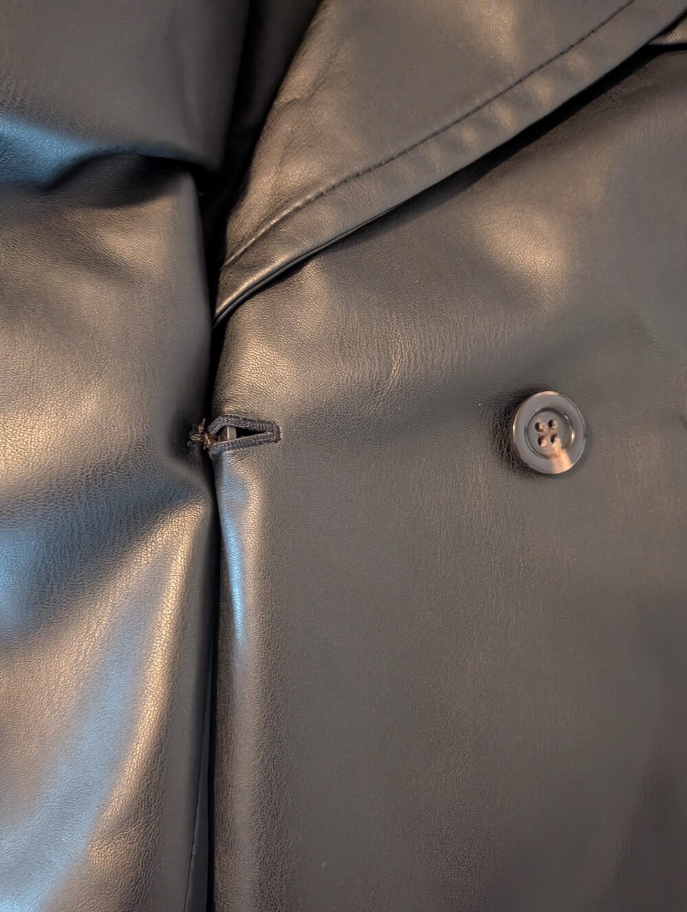 Women's Black Faux Leather Jacket - Picture 5 of 9